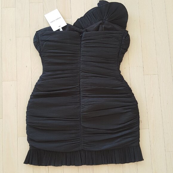 RONNY KOBO ! Daniel Strapless Gathered Ruffle Trim Rosette Mini Dress, M - Picture 8 of 13